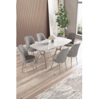 Комплект для столовой Hanah Home Lena White Marble Chrome Grey