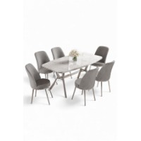 Комплект для столовой Hanah Home Lena White Marble Chrome Grey фото №2 — интернет-магазин Desire.md