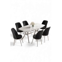 Set mobilă pentru bucătărie Hanah Home Lena White Marble Chrome Black imaginea #2 — magazin online Desire.md