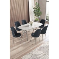 Комплект для столовой Hanah Home Lena White Marble Chrome Anthracite