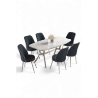 Комплект для столовой Hanah Home Lena White Marble Chrome Anthracite фото №2 — интернет-магазин Desire.md