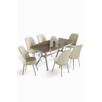 Комплект для столовой Hanah Home Lena Anthracite Chrome Cream фото №2 — интернет-магазин Desire.md
