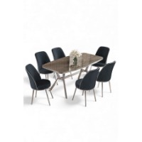 Комплект для столовой Hanah Home Lena Anthracite Chrome фото №2 — интернет-магазин Desire.md