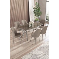 Комплект для столовой Hanah Home Lena Anthracite Chrome Cappuccino
