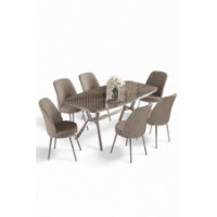 Комплект для столовой Hanah Home Lena Anthracite Chrome Cappuccino фото №2 — интернет-магазин Desire.md