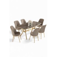 Комплект для столовой Hanah Home Lena Anthracite Gold Cappuccino фото №2 — интернет-магазин Desire.md