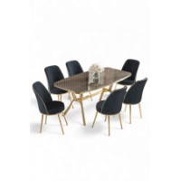 Комплект для столовой Hanah Home Lena Anthracite Gold фото №2 — интернет-магазин Desire.md
