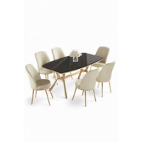 Set mobilă pentru bucătărie Hanah Home Lena Black Marble Gold Cream imaginea #2 — magazin online Desire.md