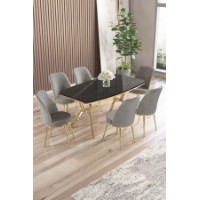 Комплект для столовой Hanah Home Lena Black Marble Gold Grey