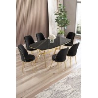 Комплект для столовой Hanah Home Lena Black Marble Gold Black