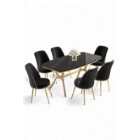 Комплект для столовой Hanah Home Lena Black Marble Gold Black фото №2 — интернет-магазин Desire.md