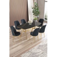 Комплект для столовой Hanah Home Lena Black Marble Gold Anthracite