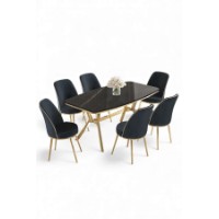 Комплект для столовой Hanah Home Lena Black Marble Gold Anthracite фото №2 — интернет-магазин Desire.md
