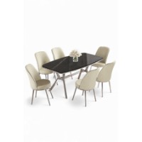 Комплект для столовой Hanah Home Lena Black Marble Chrome Cream фото №2 — интернет-магазин Desire.md