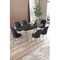Комплект для столовой Hanah Home Lena Black Marble Chrome Anthracite