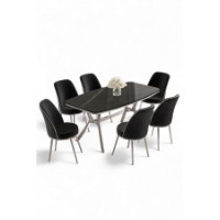 Комплект для столовой Hanah Home Lena Black Marble Chrome Black фото №2 — интернет-магазин Desire.md
