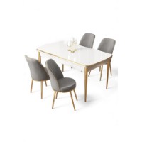 Комплект для столовой Hanah Home Nira White Gold Grey фото №2 — интернет-магазин Desire.md