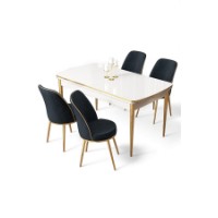 Комплект для столовой Hanah Home Nira White Gold Anthracite фото №2 — интернет-магазин Desire.md