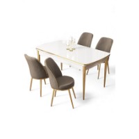 Комплект для столовой Hanah Home Nira White Gold Cappuccino фото №2 — интернет-магазин Desire.md