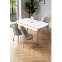 Set mobilă pentru bucătărie Hanah Home Nira White Chrome Grey