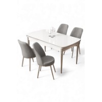 Set mobilă pentru bucătărie Hanah Home Nira White Chrome Grey imaginea #2 — magazin online Desire.md