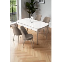 Комплект для столовой Hanah Home Nira White Chrome Cappuccino