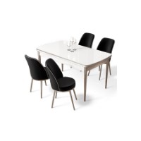Комплект для столовой Hanah Home Nira White Chrome Black фото №2 — интернет-магазин Desire.md