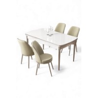 Комплект для столовой Hanah Home Nira White Chrome Cream фото №2 — интернет-магазин Desire.md