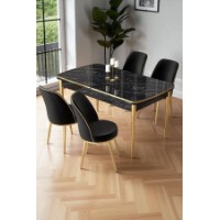 Комплект для столовой Hanah Home Nira Black Marble Gold Black