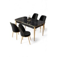 Комплект для столовой Hanah Home Nira Black Marble Gold Black фото №2 — интернет-магазин Desire.md