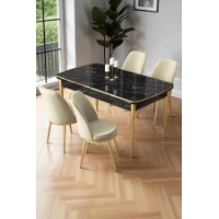 Комплект для столовой Hanah Home Nira Black Marble Gold Cream