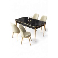 Комплект для столовой Hanah Home Nira Black Marble Gold Cream фото №2 — интернет-магазин Desire.md