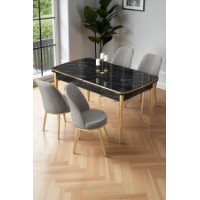 Комплект для столовой Hanah Home Nira Black Marble Gold Grey