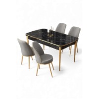 Комплект для столовой Hanah Home Nira Black Marble Gold Grey фото №2 — интернет-магазин Desire.md