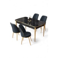 Комплект для столовой Hanah Home Nira Black Marble Gold Anthracite фото №2 — интернет-магазин Desire.md