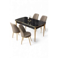 Set mobilă pentru bucătărie Hanah Home Nira Black Marble Gold Cappuccino imaginea #2 — magazin online Desire.md
