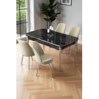 Комплект для столовой Hanah Home Nira Black Marble Chrome Cream