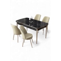 Комплект для столовой Hanah Home Nira Black Marble Chrome Cream фото №2 — интернет-магазин Desire.md