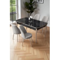 Комплект для столовой Hanah Home Nira Black Marble Chrome Grey