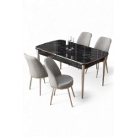 Комплект для столовой Hanah Home Nira Black Marble Chrome Grey фото №2 — интернет-магазин Desire.md