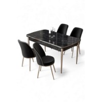 Комплект для столовой Hanah Home Nira Black Marble Chrome Black фото №2 — интернет-магазин Desire.md
