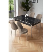 Комплект для столовой Hanah Home Nira Black Marble Chrome Cappuccino