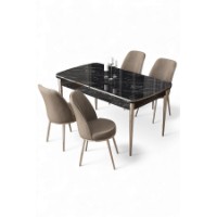 Комплект для столовой Hanah Home Nira Black Marble Chrome Cappuccino фото №2 — интернет-магазин Desire.md