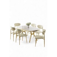 Set mobilă pentru bucătărie Hanah Home Olya White Marble Gold Cream imaginea #2 — magazin online Desire.md
