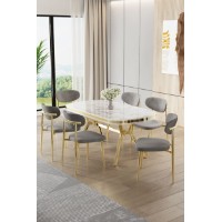Комплект для столовой Hanah Home Olya White Marble Gold Grey