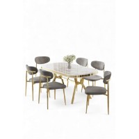 Комплект для столовой Hanah Home Olya White Marble Gold Grey фото №2 — интернет-магазин Desire.md