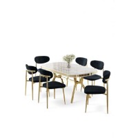 Комплект для столовой Hanah Home Olya White Marble Gold Anthracite фото №2 — интернет-магазин Desire.md