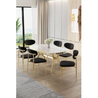 Комплект для столовой Hanah Home Olya White Marble Gold Black