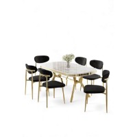 Комплект для столовой Hanah Home Olya White Marble Gold Black фото №2 — интернет-магазин Desire.md
