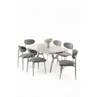 Комплект для столовой Hanah Home Olya White Marble Chrome Grey фото №2 — интернет-магазин Desire.md